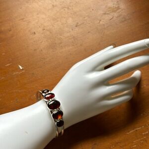 Mine Finds by Jay King Baltic Amber graduated oval cabochon SS cuff bracelet